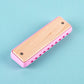 Hape Blues Harmonica - 10 Hole Wooden Musical Toy for Kids, Model E8918, Pink