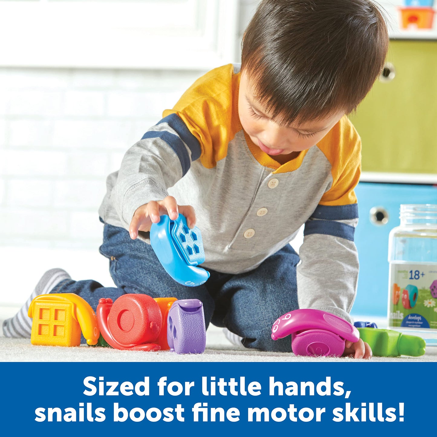 Learning Resources Snap-n-Learn Shape Snails - 20-Piece Educational Toy Set, Multi-Color, Plastic, for Toddlers 18+ Months