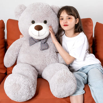 Morismos Giant Teddy Bear Stuffed Animals, Big Teddy Bear Plush Toy For Girlfriend Girls Christmas Valentine'S Day Birthday (Light Gray, 47 Inches)