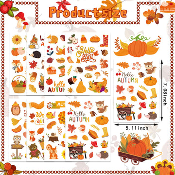 Fall Stickers Autumn Stickers 640Pcs Thanksgiving Stickers For Kids Thanksgiving Autumn Maple Leaves Decal Stickers Thanksgiving