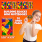 Bedwina Mini Building Block Notebooks, Assorted Brick Styles, Pocket Size, Bulk of 32, Plastic Spiral Notepads for Kids’ Parties and Rewards