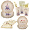 Aibiin 112 Pcs Princess Party Plates Princess Birthday Decorations Once Upon A Time Castle Princess Party Tableware Set Purple F