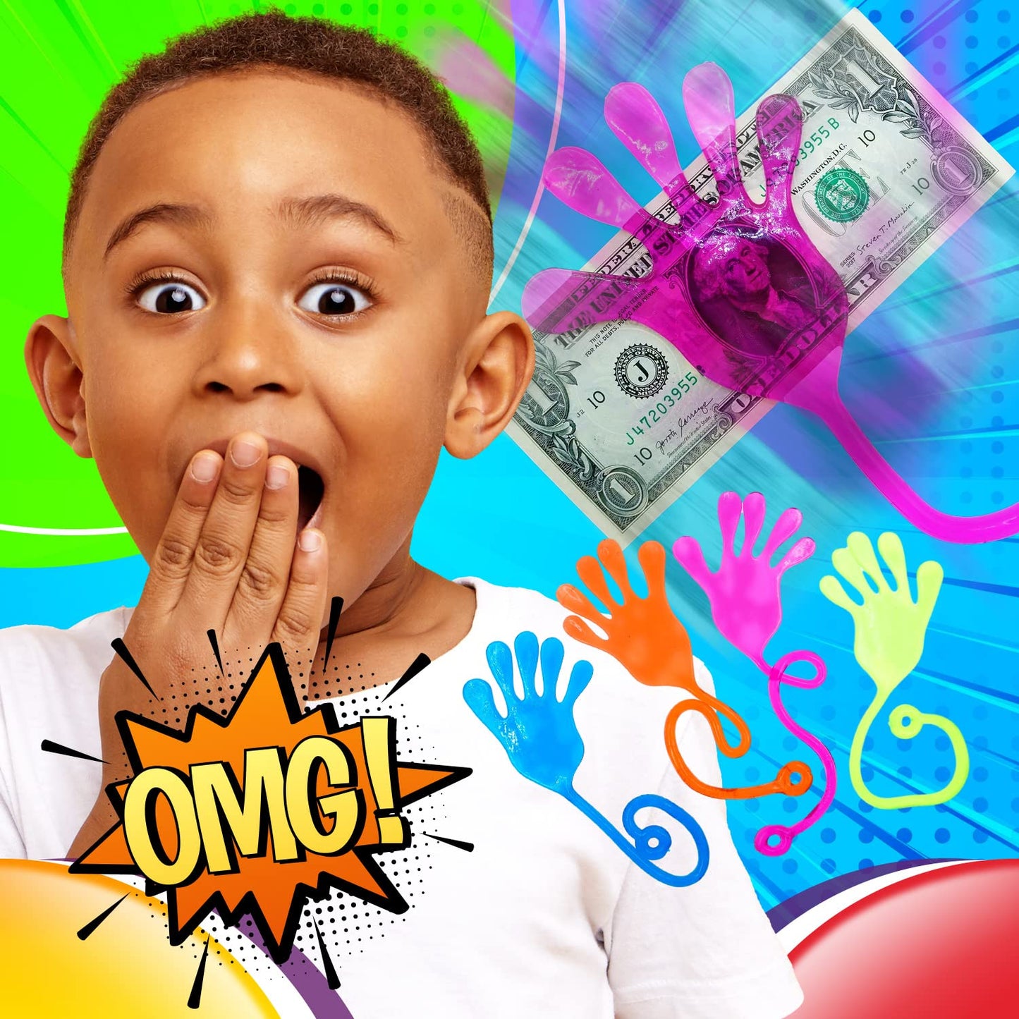 Ja-Ru Giant Stretchy Sticky Hands For Kids (24 Units Assorted) Sticky Hands Party Favors For Kids Goodie Bags. Bulk Treasure Box Toys For Classroom Prizes. 414-24S