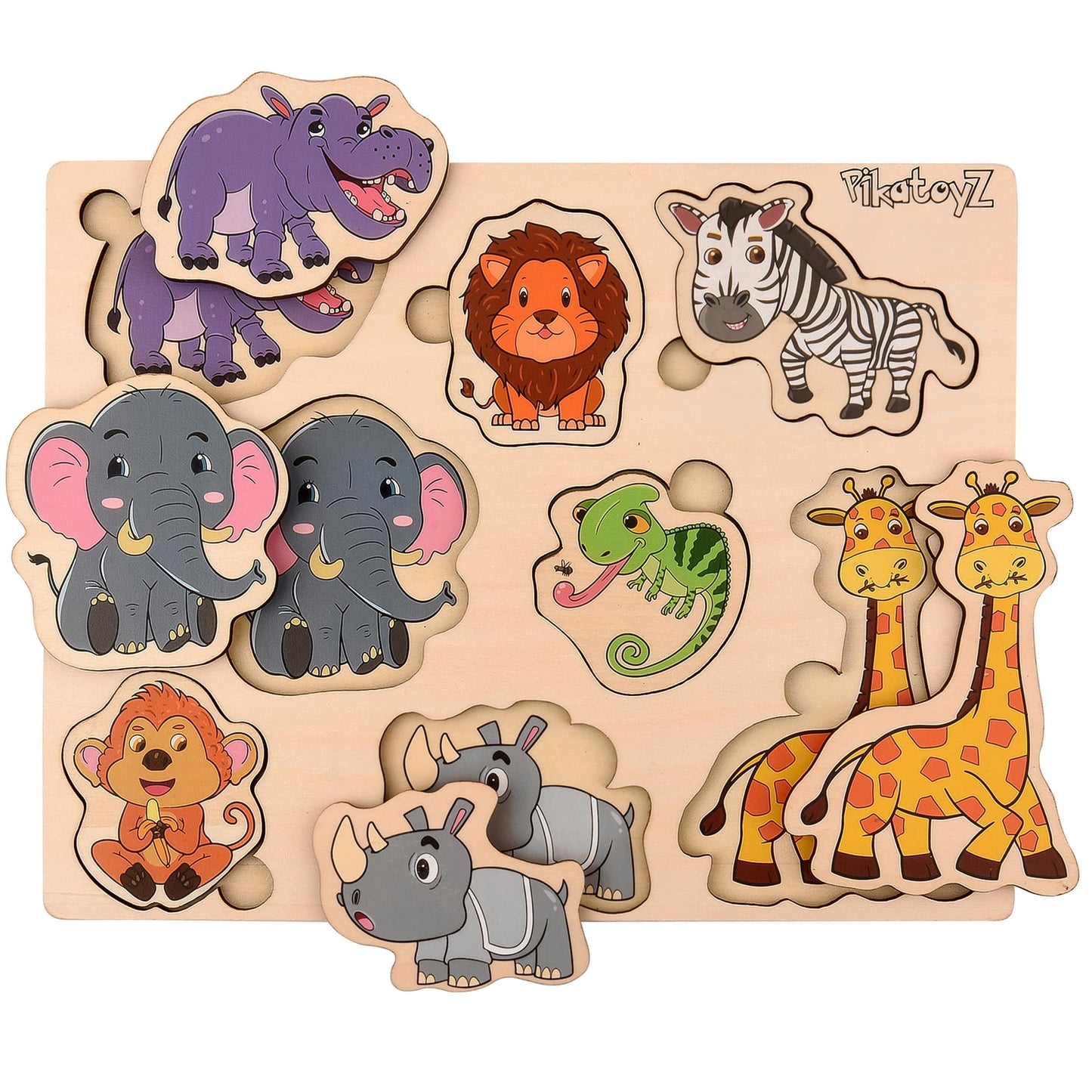 Pikatoyz Wooden Puzzles For Toddlers 1-3 (Jungle)