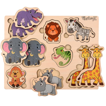 Pikatoyz Wooden Puzzles For Toddlers 1-3 (Jungle)