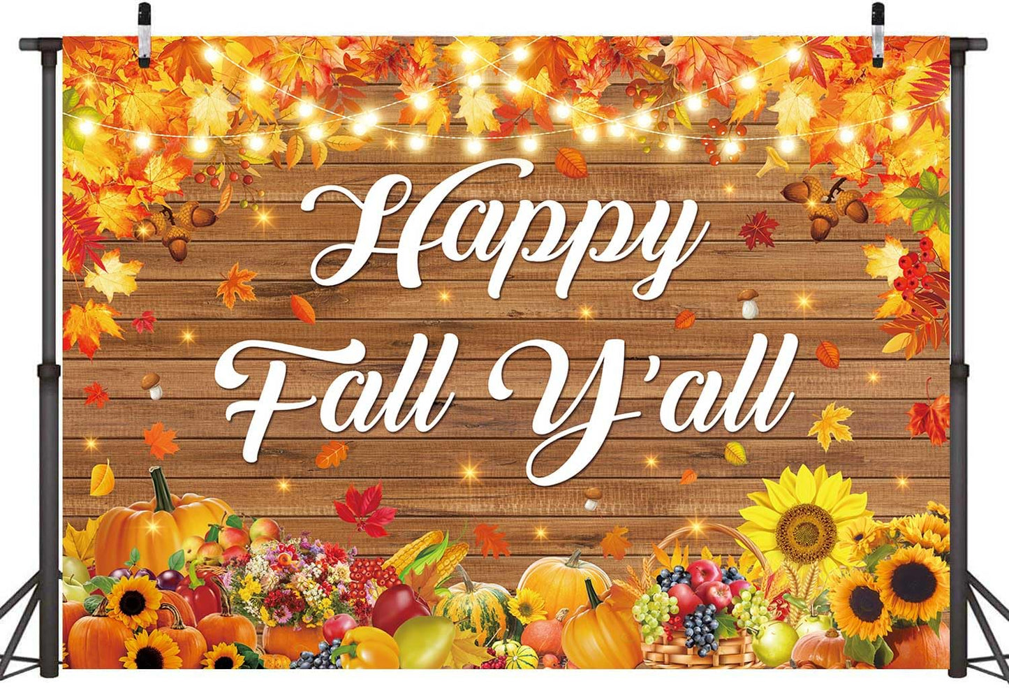 Happy Fall Yall Banner Backdrop 6x4FT Autumn Maple Leaf Harvest Pumpkin Background Happy Thanksgiving Party Decorations Supplie