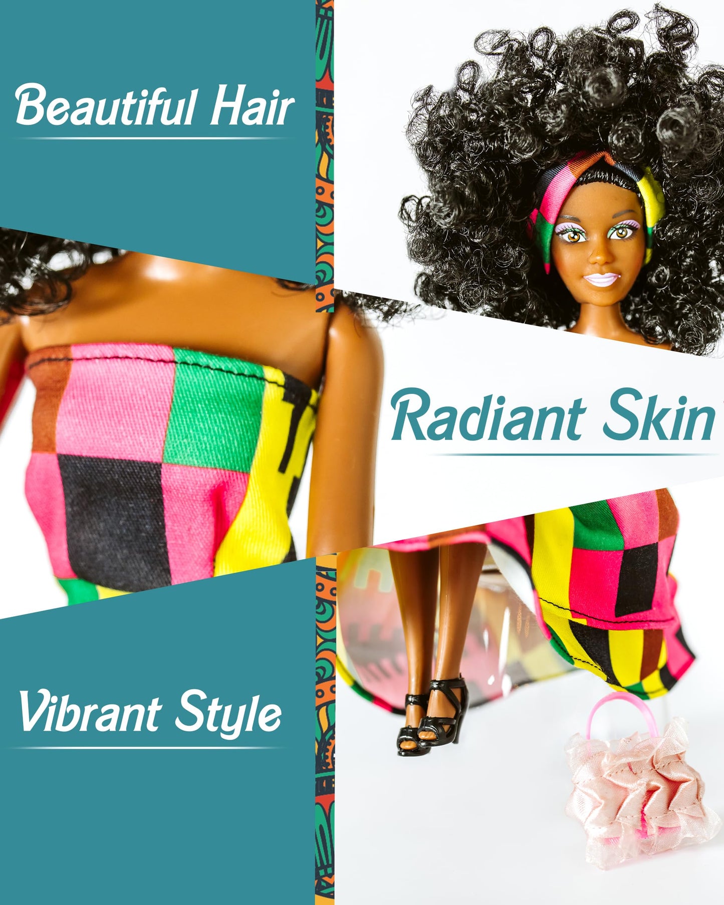 KOOLOREZ: Maribel - Our Queens Black Doll Set - Brown/Black Afro Doll w/Movable Joints - Lovely 12.5 Dark Skin & Diversity Dolls - Vinyl Dolls for Girls with African Heritage Style Outfit