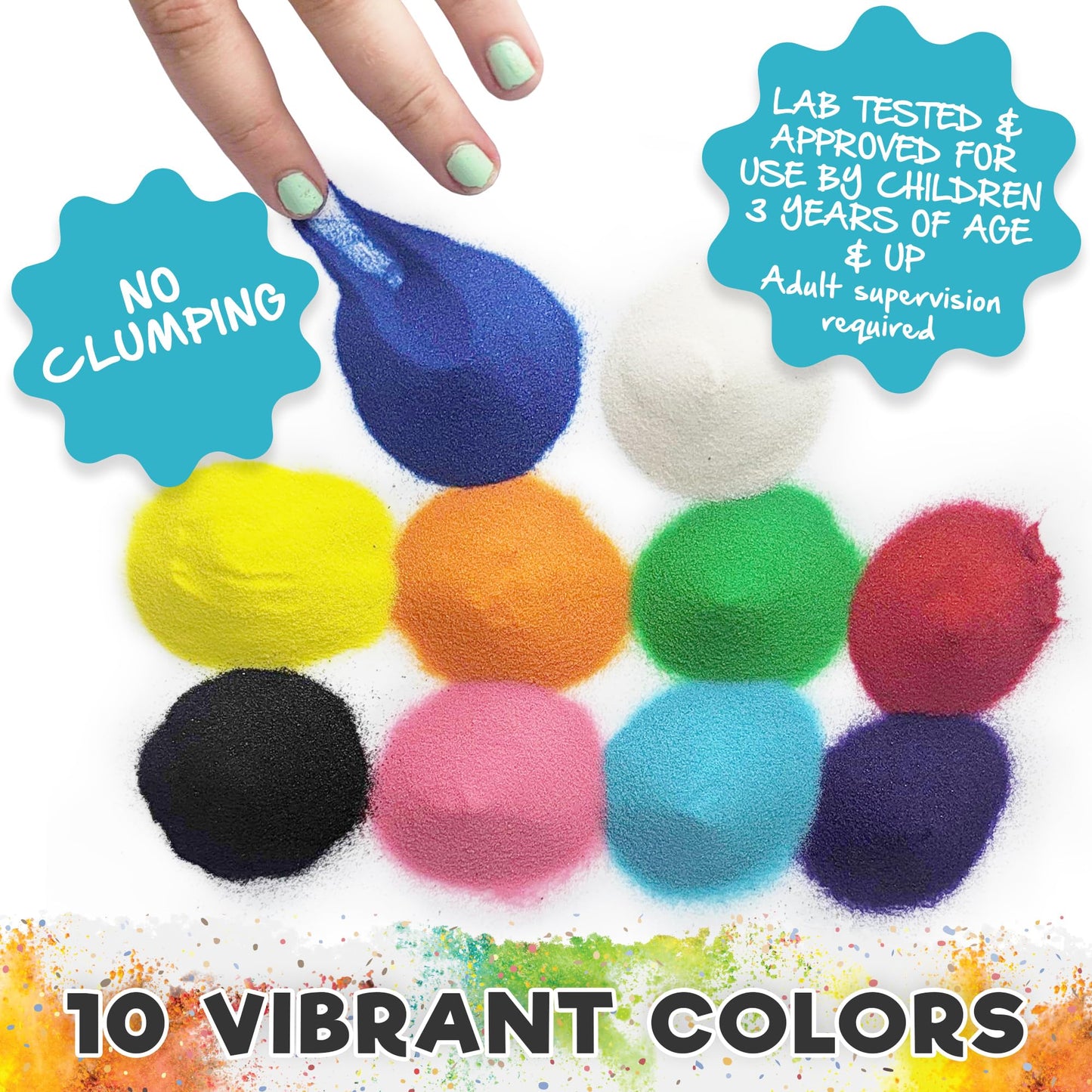 CuteyCo Crafty Sand for Kids - 10 Colors: 3 lbs of Vibrant Craft Sand & Play Sand