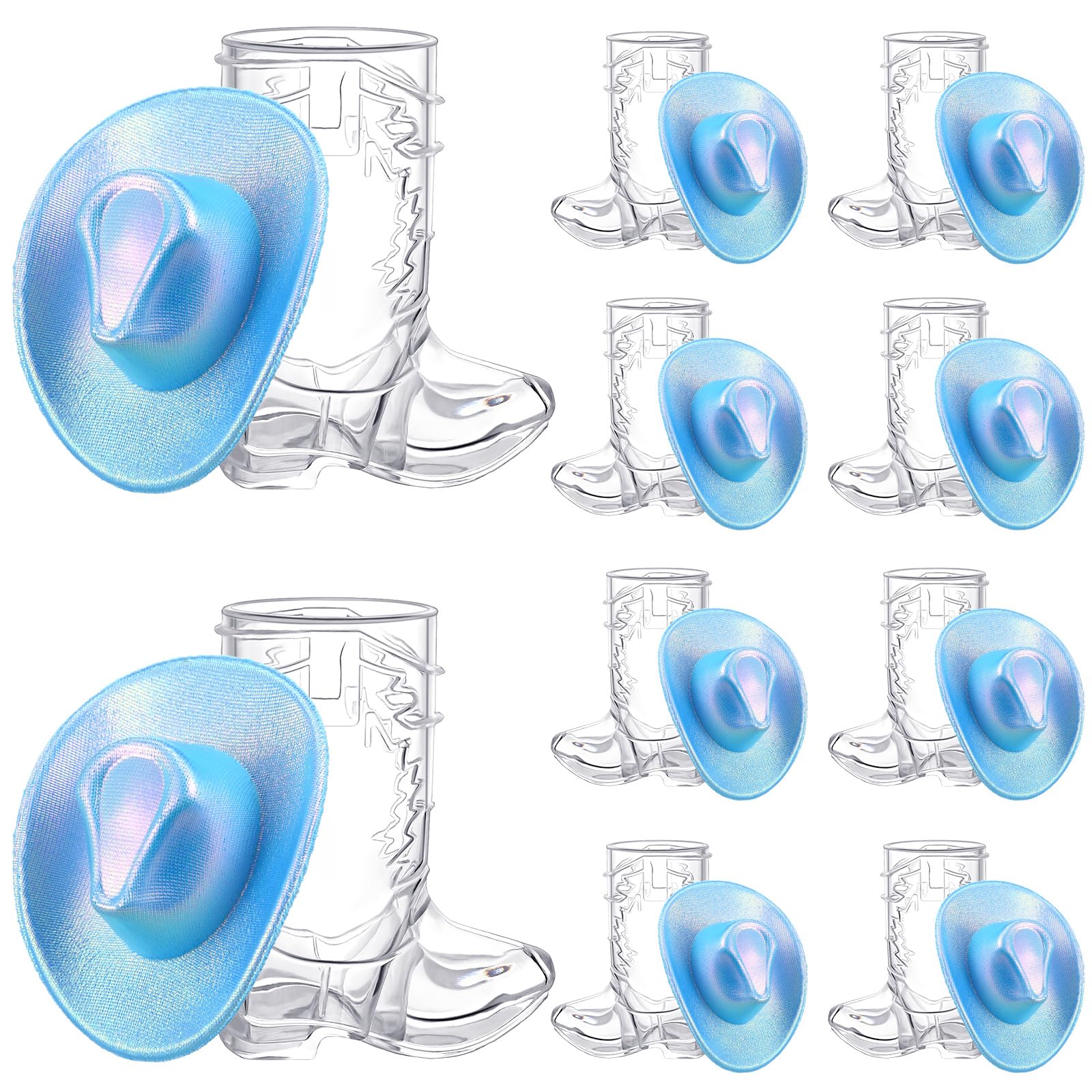 Vesici 20 Pcs Mini Neon Cowgirl Hat Western Cowboy Cowgirl Hat Boot Shot Glass Disco Party Supplies