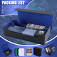 Trading Card Storage Box  2200+ MTG Deck Box Leather Magnetic Closure Commander Deck Box  Holds 5 Small Deck Boxes  Includes 1 Small Box  8 Dividers  1 Foam Stopper  1 Toploader  Black/Blue
