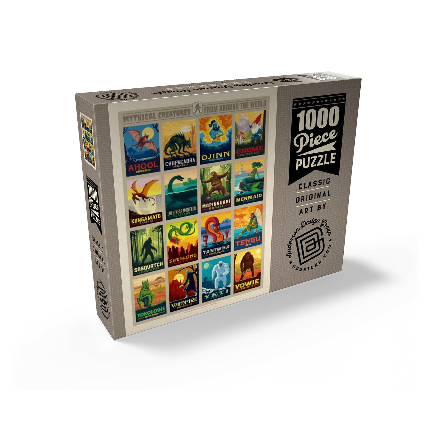 Mypuzzle Mythical Creatures From Around The World, Vintage Poster - Premium 1000 Piece Jigsaw Puzzle For Adults