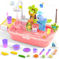 Color Changing Play Kitchen Sink Toy for Kids, Play Sink with Upgraded Electric Faucet & Automatic Water Cycle System, Dishwashe