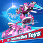 Super Wings Transformer Toys - 7" Robot & 2" Mini Dizzy, 2-in-1 Racing Car-Action Figure, Pink, Model EU770354 for Ages 3+