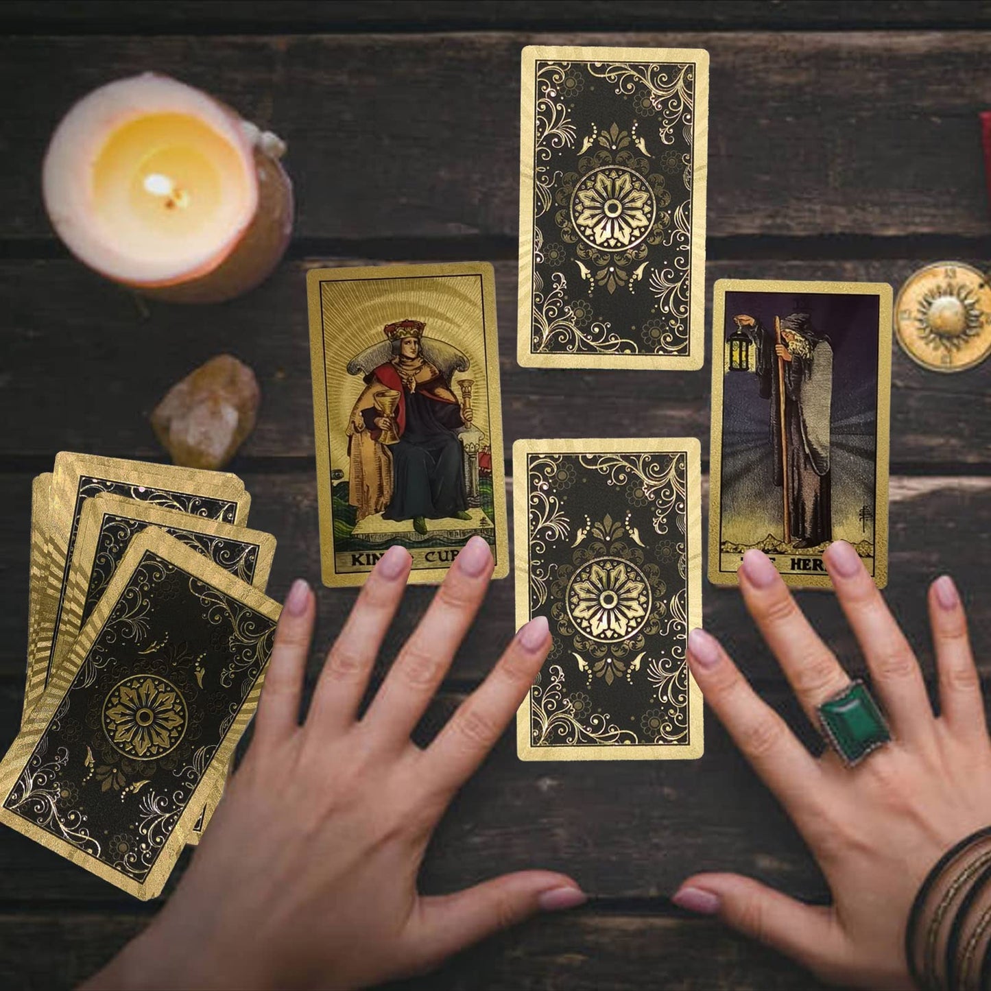 Smoostart 78 Tarot Cards With Guidebook, Pvc Waterproof Anti-Wrinkle Luxury Gold Foil Classic Tarot Cards Deck With Exquisite Bo