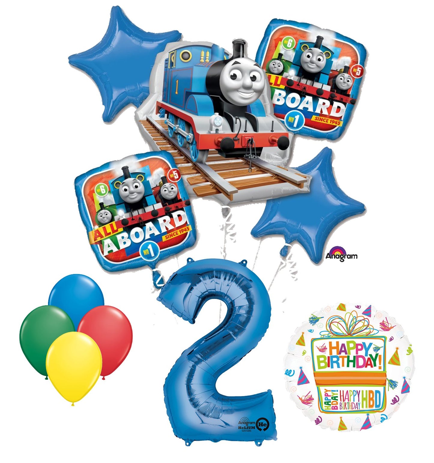 Anagram Thomas the Train Engine 2nd Birthday Party Supplies and Balloon Decorations