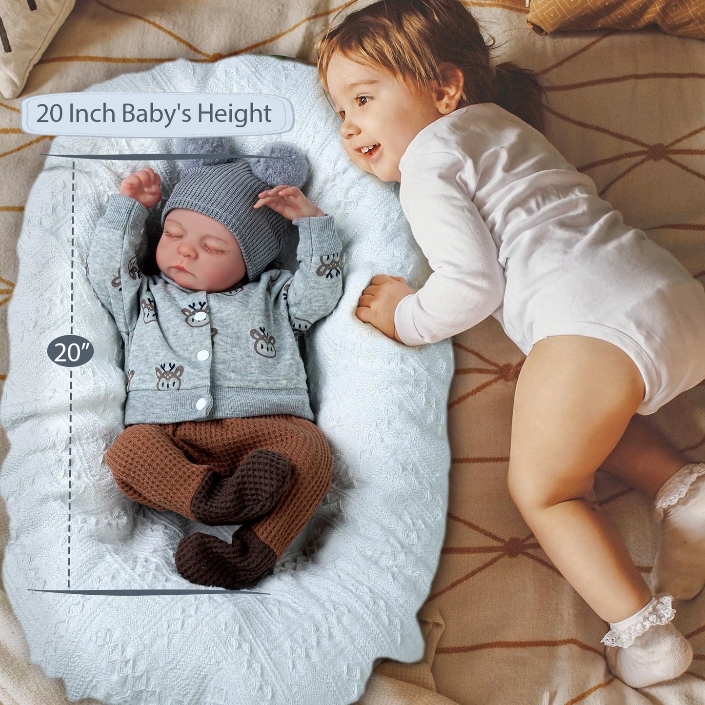Babeside Realistic Reborn Baby Dolls Boy Noah, 20 Inches Soft Full Vinyl Body Realistic Baby Dolls, Real Life Baby Doll With Toy Accessories Gift Set For Kids Age 3+
