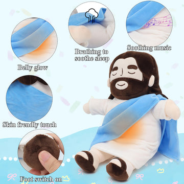 Yelakey Officially Jesus Plush Breathing Soothing Jesus Stuffed Animal Heart Of Jesus Toy Savior Doll For Church Sunday School R