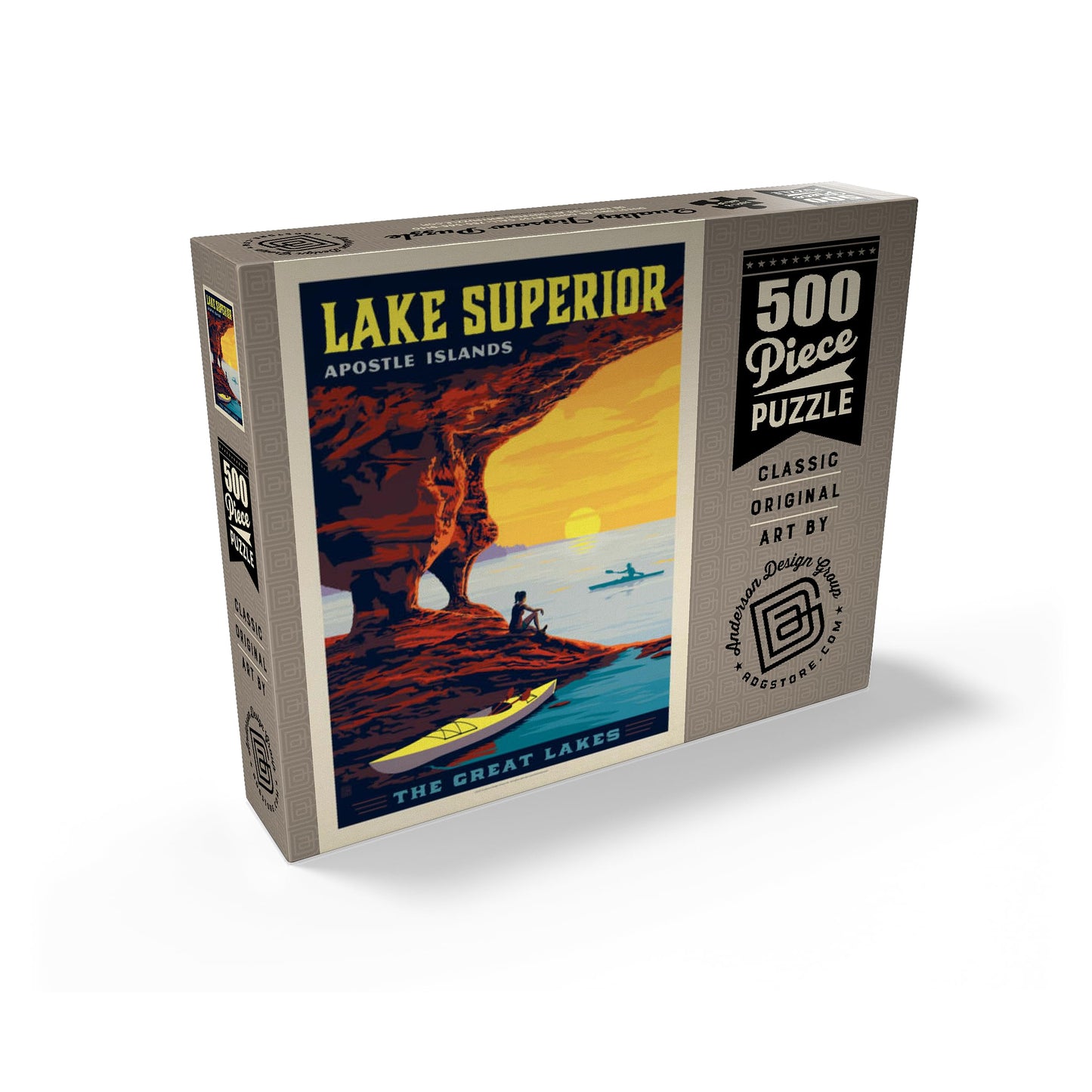 Mypuzzle Great Lakes: Lake Superior, Vintage Poster - Premium 500 Piece Jigsaw Puzzle For Adults
