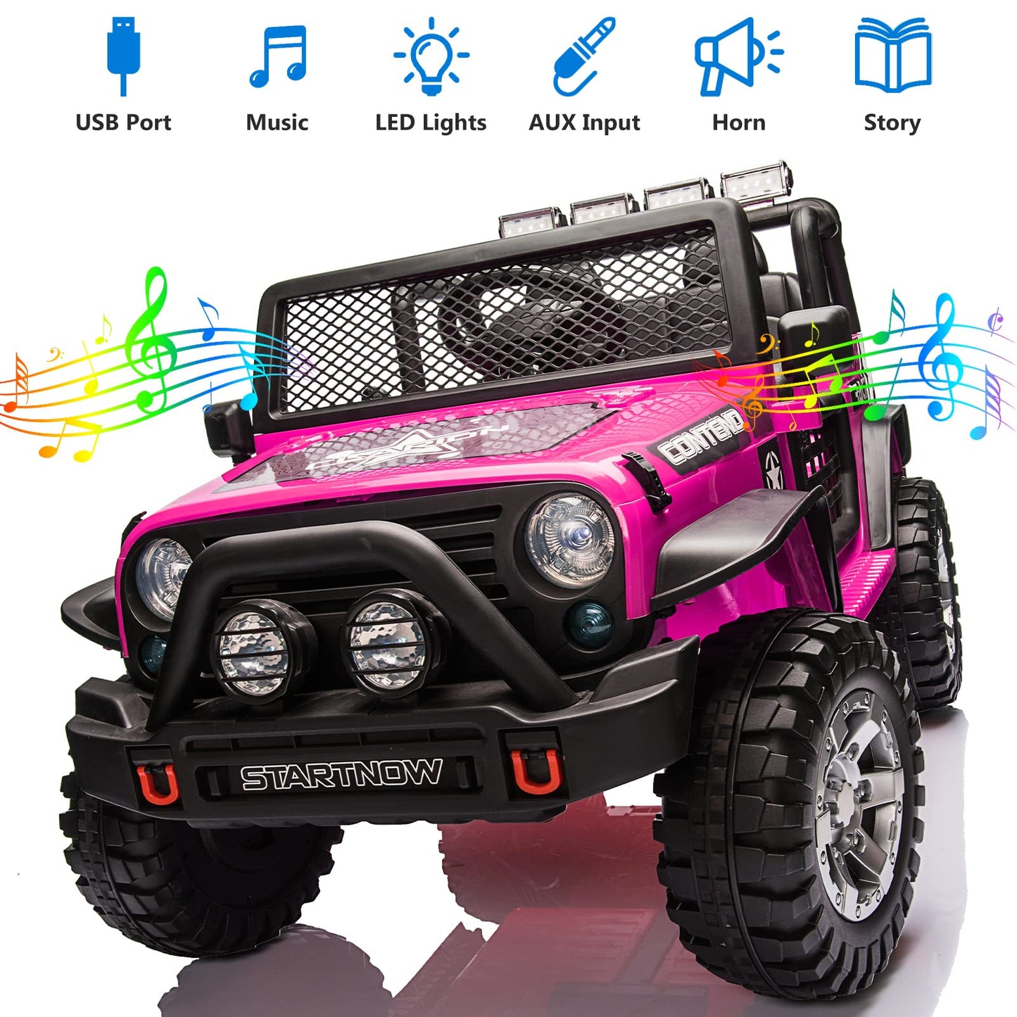 HOMFAMILIA 2 Seater Kids Ride On Truck, 12V Battery Powered Electric Vehicle Car for 2 Kids, w/Spring Suspension, Remote Control