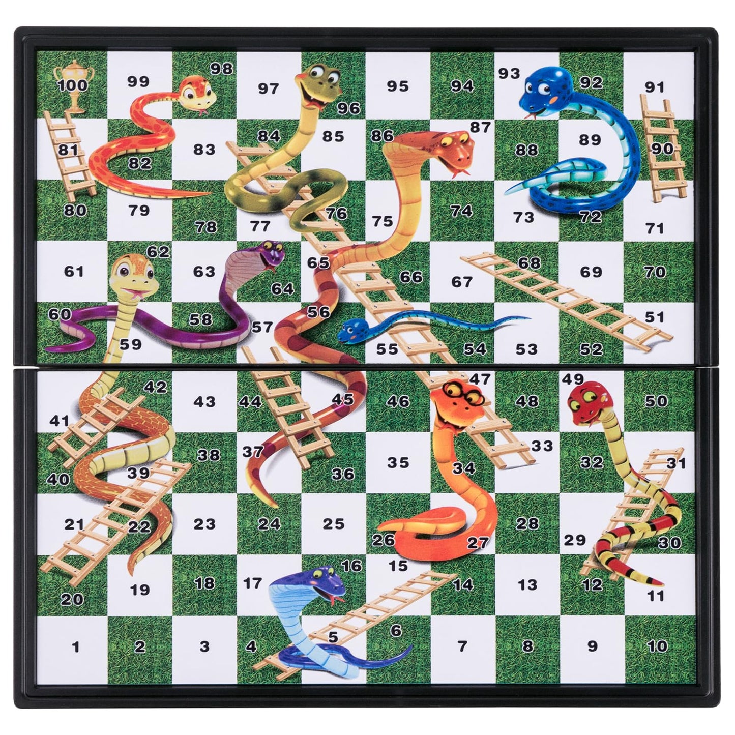 Kokosun Mini Snakes And Ladders Board Game Set, Magnetic Folding Travel Board Game, Family Fun Toys/Gift For Kids (Mini Right Angled Style)