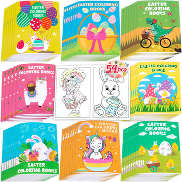 90shine 54PCS Easter Coloring Books for Kids-Egg Basket Stuffer Gifts Party Favors Class Activity Supplies Decorations