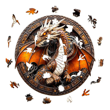 Jigfoxy Wooden Puzzle for mature-themeds  Mechanical Dragon Jigsaw Puzzles for mature-themed  Unique Animal Shape Wood Cut Puzzles  Christmas Thanksgiving Gifts for Friends Family (L-13.4 * 13.4in-300pcs)