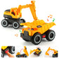 Dwi Dowellin Construction Carrier Truck Toy, 25.6" Excavator & Dump Truck, Yellow, Model 666-68F, for Kids Ages 3-6+