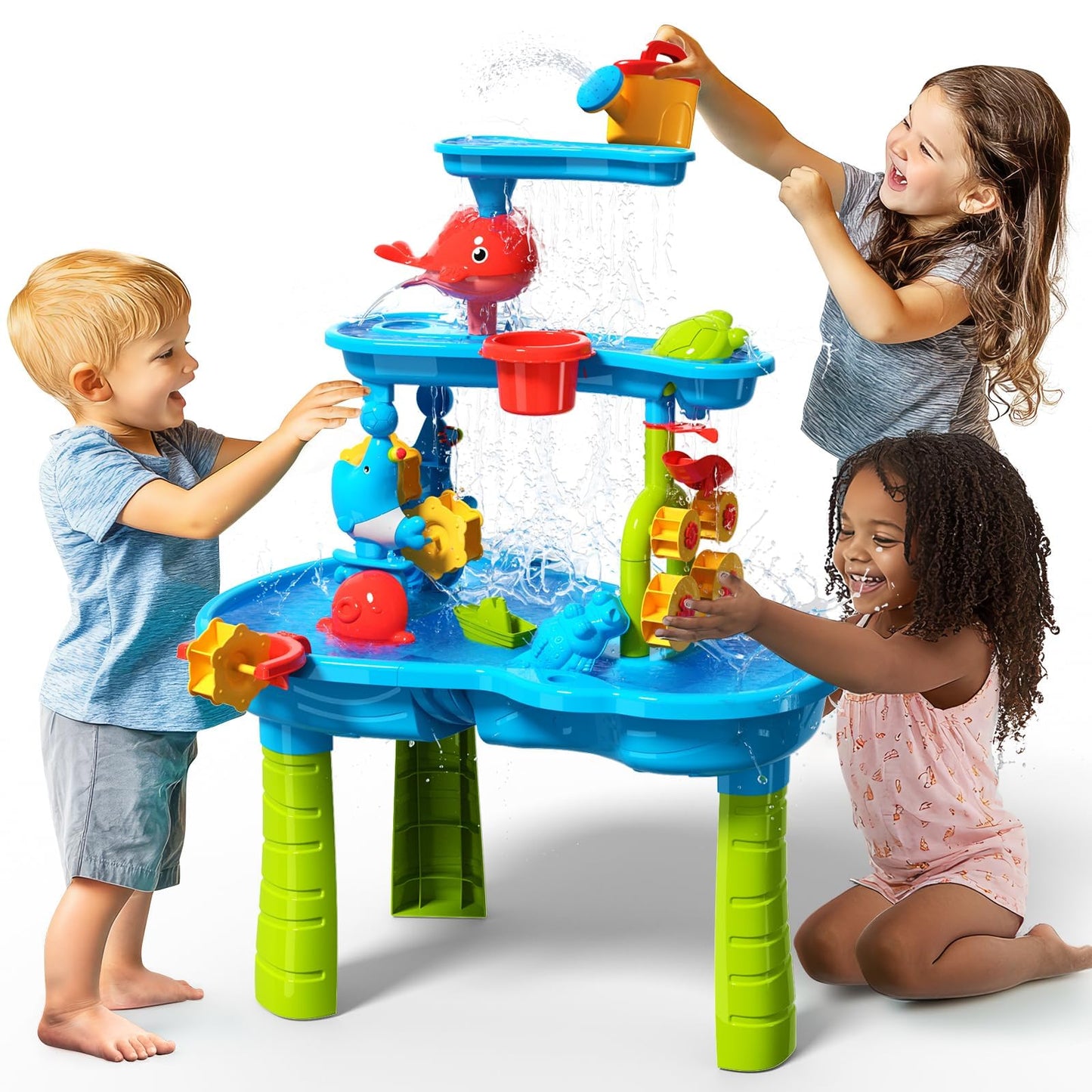Cozybombwater Table For Toddlers 3-5 | Outdoor Toys Water Play Table, Magnetic Fishing Toy Game Set, Summer Splash Pond Showers