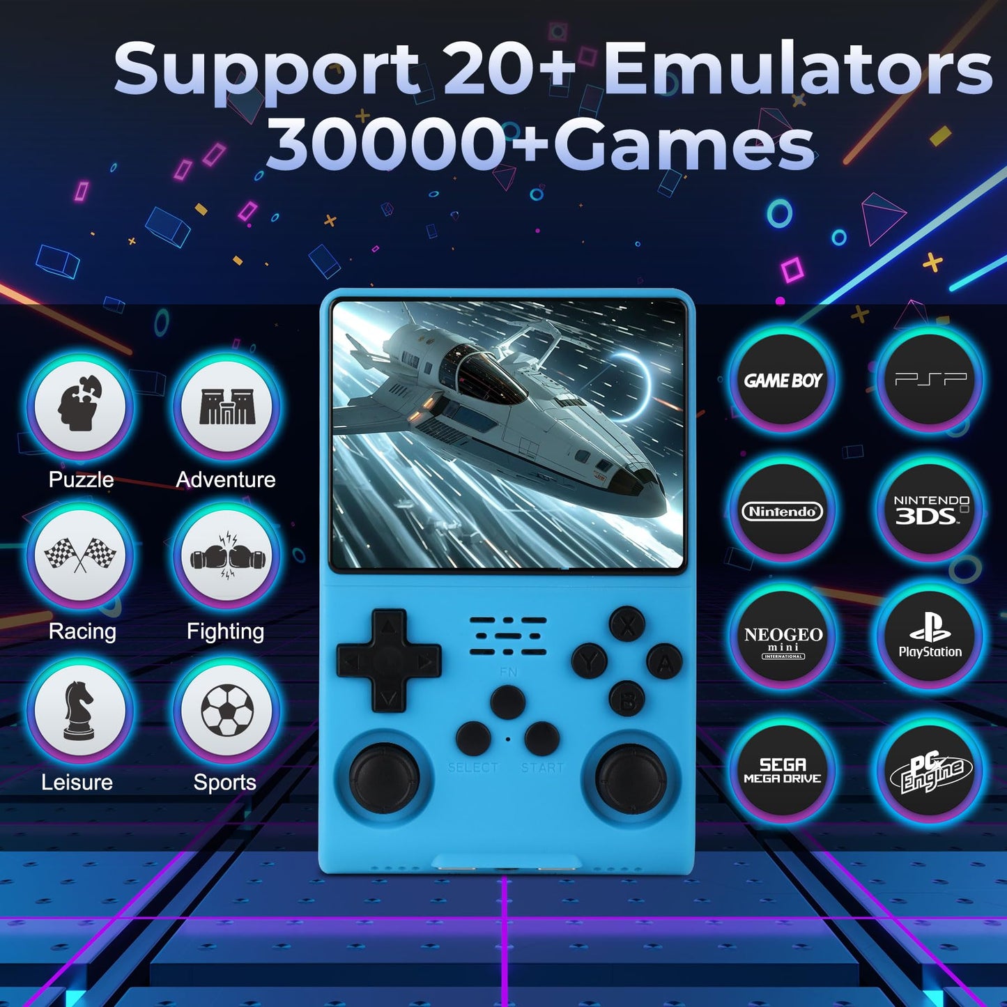 ?30000 in 1? Retro Handheld Game Console, 3.5 inch IPS Screen, More Than 20 Emulator, 256G TF Card (Blue)