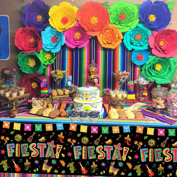 4 Pack Cinco De Mayo Printed Fiesta Mexican Table Cover Fiesta Party Tablecloth Taco Night Table Cloth Mexican Themed Party Tabl