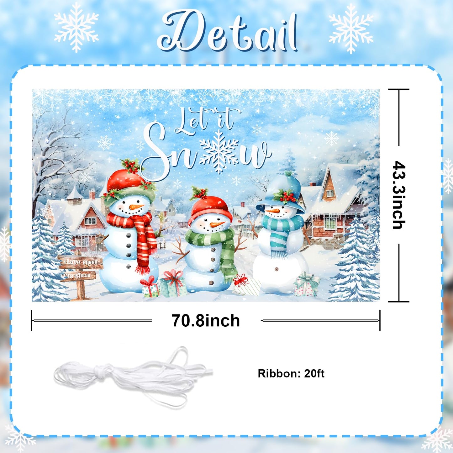 Avezano Merry Christmas Banner Dcorations Winter Snowman Backdrop Let It Snow Christmas Holiday Backdrop Christmas Party Decor f