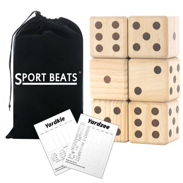 Giant Wooden Yard Dice, Outdoor Games Set Of 6 With Two Games Party Lawn Games