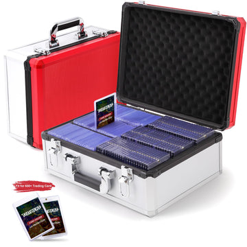 (2025 New Upgrade) Toploader Storage Plus Box For 3' X 4' 35Pt Rigid, Card Holders For Toploaders, Trading Cards & Sports Cards, Trading Card Case(Holds 600+ Cards) (Red&White)