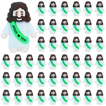 ILHSTY 50 Pcs Little Jesus Figures - Mini Rubber Jesus Toys Jesus Love You for Easter Egg Fillers Egg Hunts Religious Party Favo