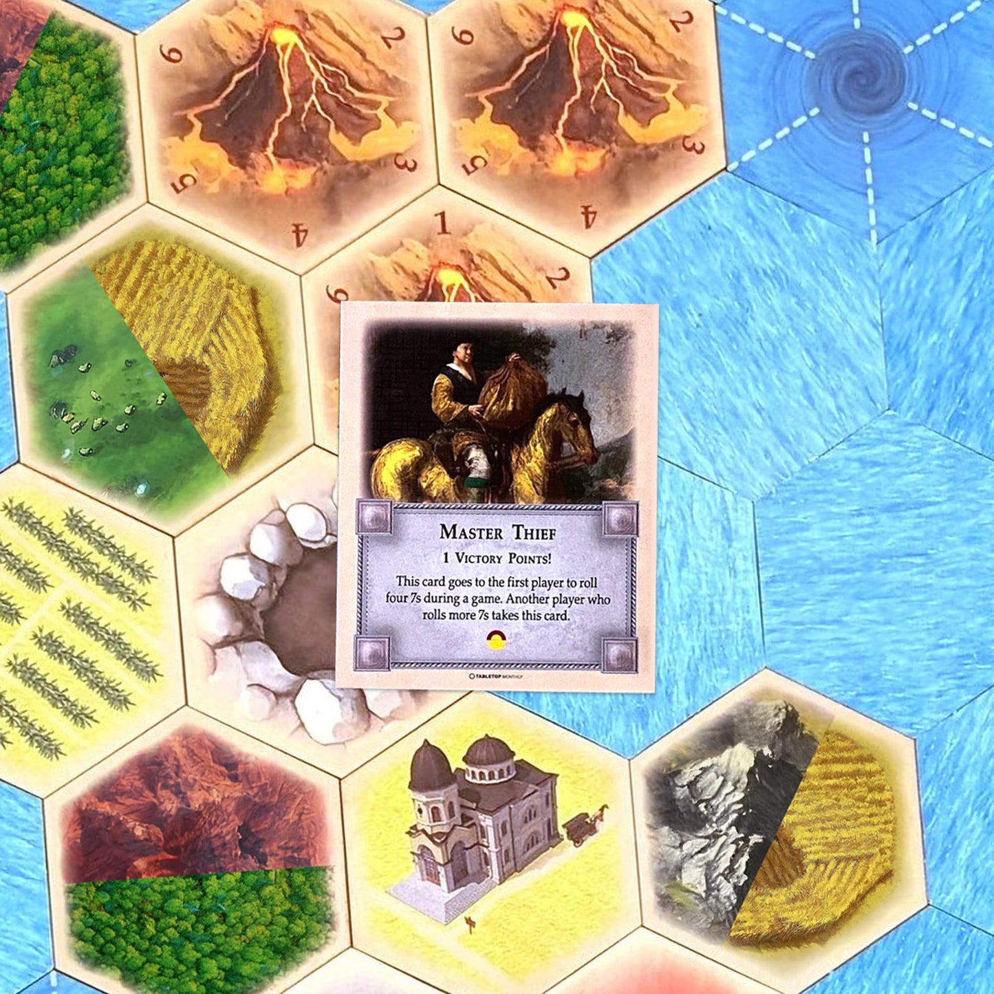 Tabletop Monthly Master Thief Card Compatible With Catan'S Settlers Of Catan, Seafarers, And Catan Expansions, 5Th Edition Board