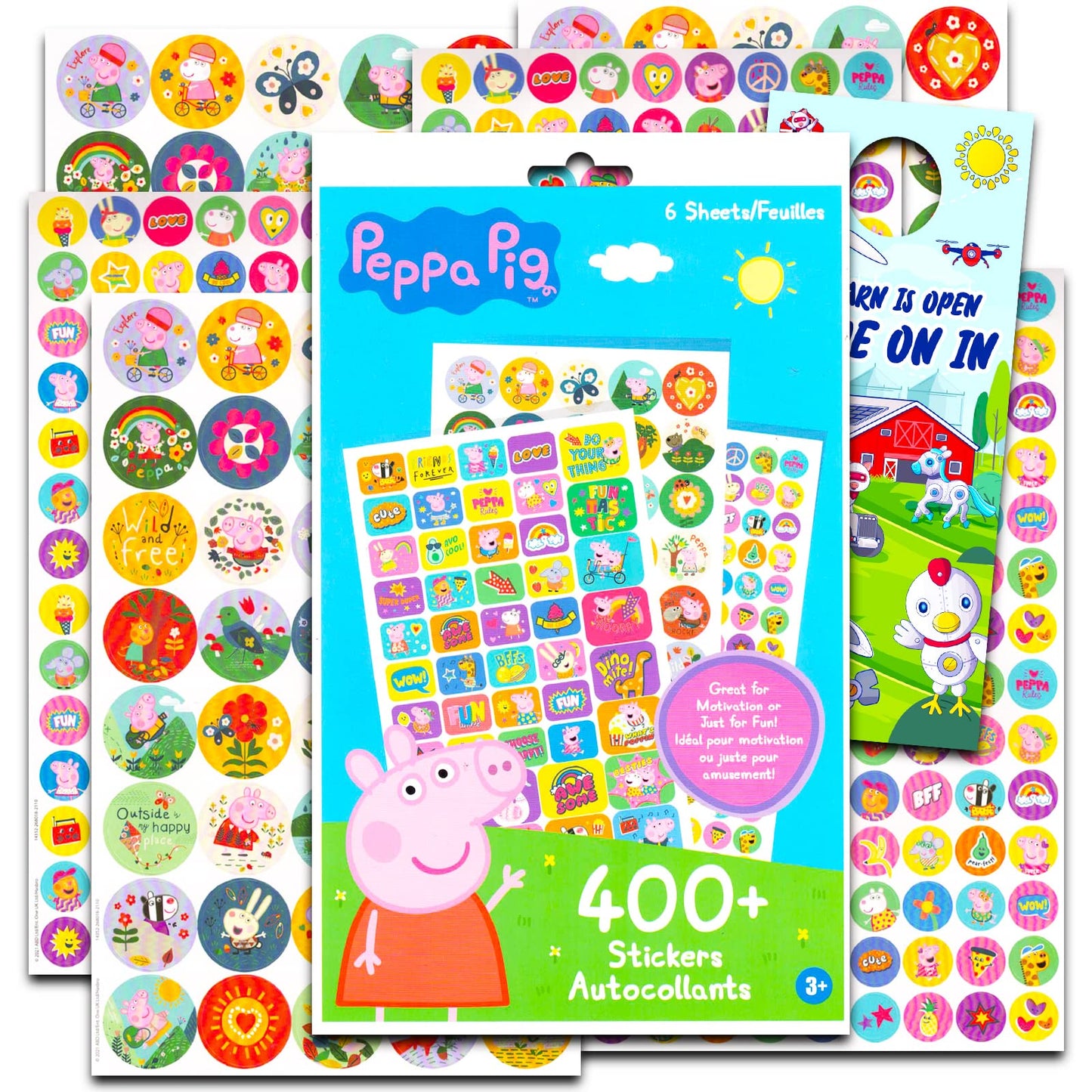 Peppa Pig Potty Training Stickers Bundle ~ Over 400 Peppa Pig Reward Stickers for Toddlers Plus Barn Bots Door Hanger  Peppa Pig