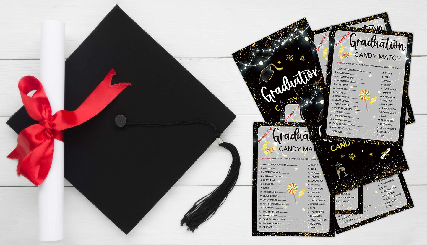 Graduation Party Games - Ever Or Never Game Cards for The Graduate - Graduation Party Decorations 2024 - Gold & Black Grad Celeb