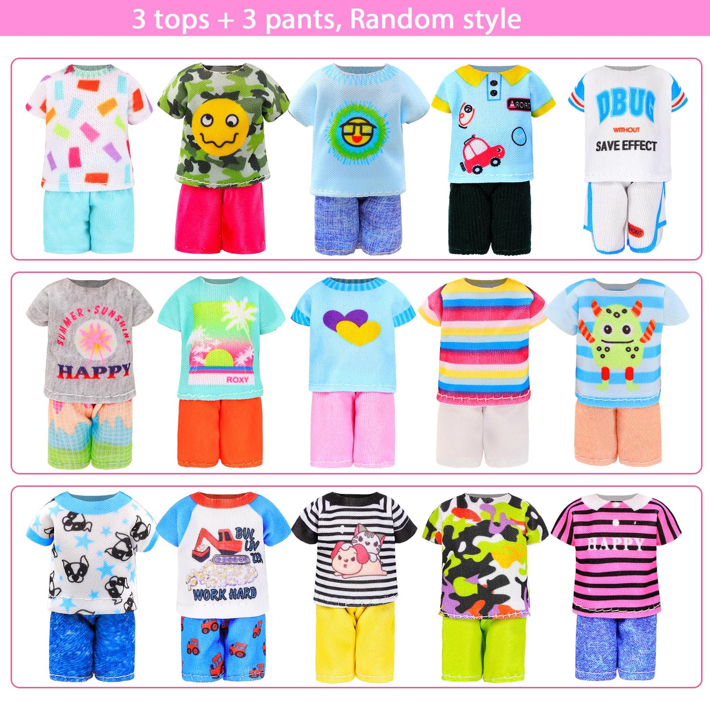 25 Pcs 5.3 Inch Doll Clothes Suitcase Accessories 4 Dresses 3 Tops And Pant Outfits 3 Swimsuits 1 Luggage 3 Shoes 11 Travel Acce