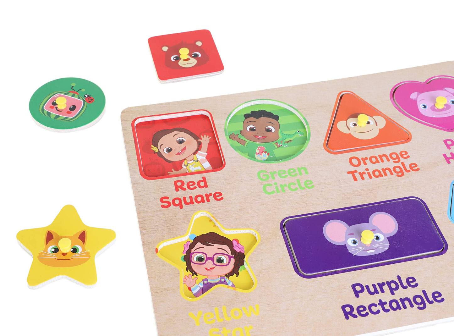 Toyland® Cocomelon Wooden Jigsaw Puzzles With Pegboard - Learning Puzzles For Kids - Toys For Toddlers - Age 18 M +