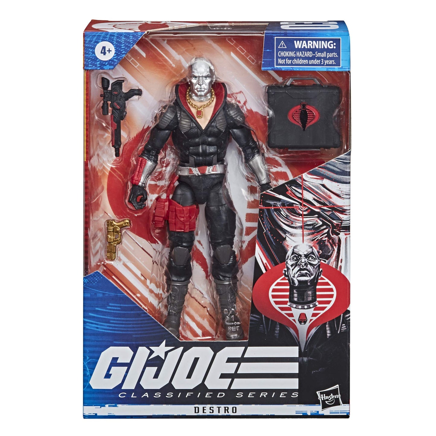 G.I. Joe Destro Action Figure - 6-Inch Collectible Toy, Plastic, Model E8492, Includes Accessories, Custom Package Art