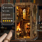 Book Nook Kits for mature-themed  DIY Miniature House Kit 3D Wooden Puzzles Miniature House Booknooks Dollhouse Bookend Bookshelf Insert Decor with LED Light Gift - Ancient Book Collection Room