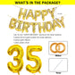 SHUNTAI 35th Birthday Decorations - Gold Jumbo 53 Foil Mylar Balloons with Happy Birthday Banner for 35 Years Old Theme Party Supplies