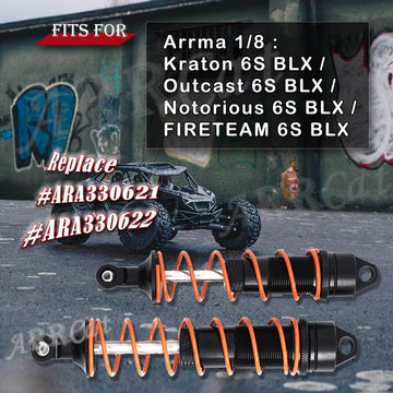 4PCS Alloy RC Shocks Dampers Upgrades Part for Arrma 1/8 Outcast 6S BLX Kraton Notorious 6S BLX,ARRCat 4PCS BIG BORE Front Rear