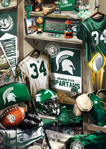 MasterPieces Game Day 500 Piece Jigsaw Puzzle for Adults - NCAA Michigan State Spartans Locker Room - 15x21