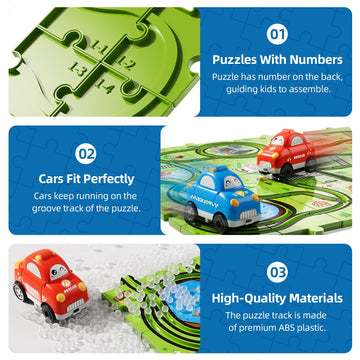 Bennol Toddler Toys Gifts For 2 3 4 5 Year Old Boys, 56 Jigsaw Puzzle Race Track Car Set Toys For Kids Boys Toddlers 1-3 2-4 3-5