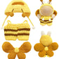 3-Piece Clothes for Doll 15-17cm Cute Bee Outfit for 6.7 Inch (17cm) Handcrafted Crochet Dress up Bee Style Outfits with Hat Overall Wings (No Doll Included) (Yellow)