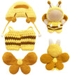 3-Piece Clothes for Doll 15-17cm Cute Bee Outfit for 6.7 Inch (17cm) Handcrafted Crochet Dress up Bee Style Outfits with Hat Overall Wings (No Doll Included) (Yellow)