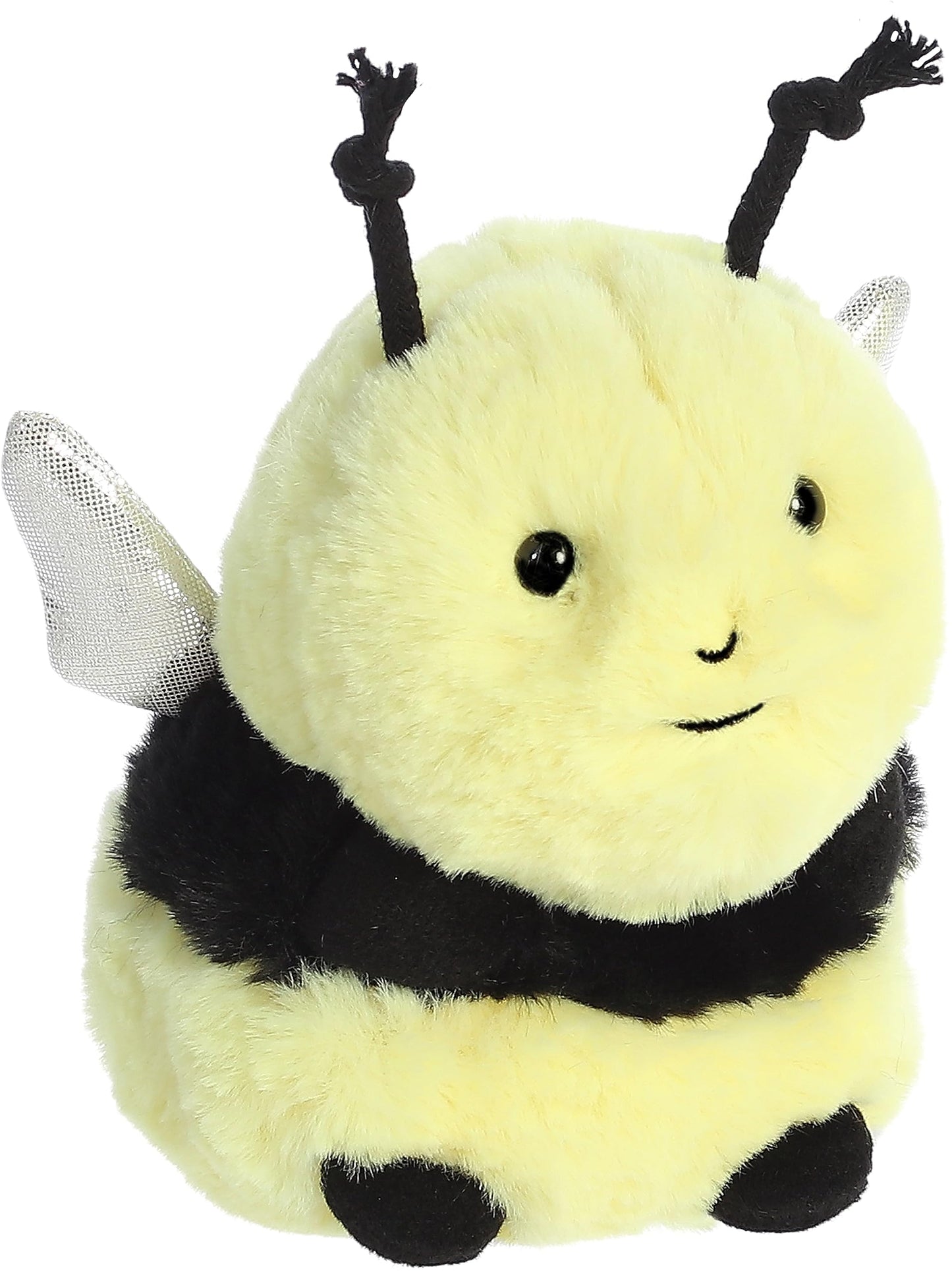 Aurora® Round Rolly Pet™ Bee Happy™ Stuffed Animal - Adorable Companions - On-The-Go Fun - Yellow 5 Inches