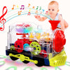 Tooty Toy Music Train Toy With Led Light Up For Kids - Colorful Moving Transparent Gears For Toddlers -Tummy Time Crawling Baby Toys -Ideal Gift For Boys Girls