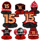 Happy 15Th Birthday Red And Black Table Honeycomb Centerpieces Balloons Theme Decor Table Decorations Table Toppers For Girls Women Princess 15 Years Old Birthday Party Bday Supplies Background Gold
